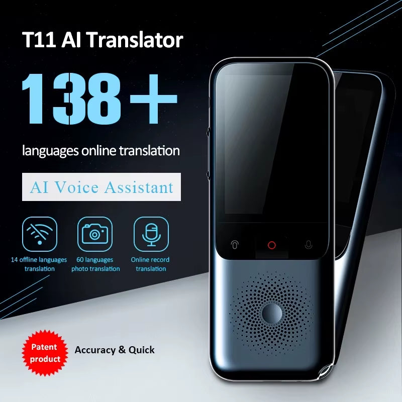 2024 T11 Portable Audio Translator - Smart Voice AI Device with Offline Real-Time Translation in 138 Languages and Photo Translation Capability