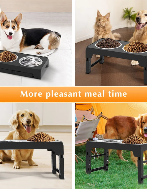Load image into Gallery viewer, Elevated Dog Bowls, Raised Slow Feeder Dog Bowls with No Spill Dog Water Bowl Dispenser, 5 Heights Adjustable Raised Dog Bowls Stand for Small Medium Large Dogs Cats &amp; Pets, Non-Slip Dog Feeder
