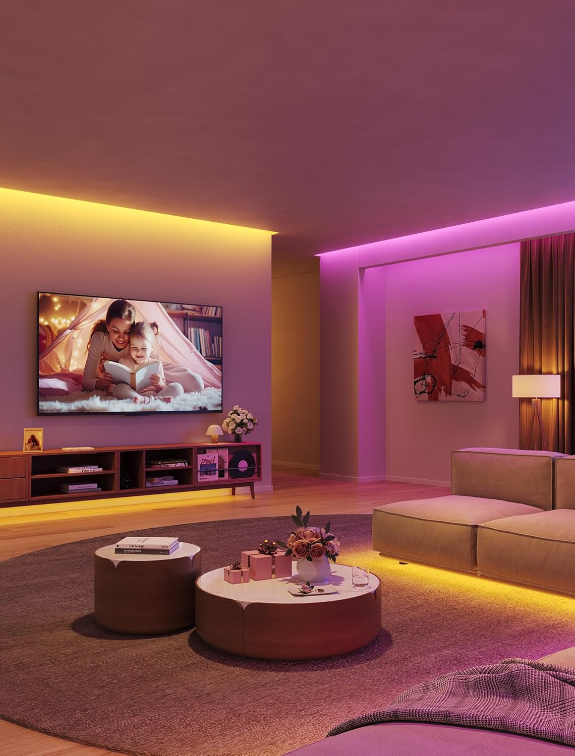 Smart LED Strip Lights, 16.4Ft Wifi LED Lights Work with Alexa and Google Assistant, RGB Color Changing, 16 Million Colors with App Control and Music Sync for Home, Kitchen, TV, Party