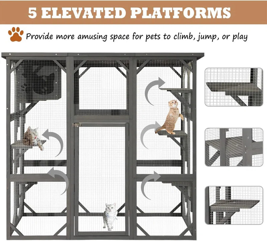 Euretta Indoor/Outdoor Playpen Catio Outdoor Cat Enclosure Large Cat House Waterproof