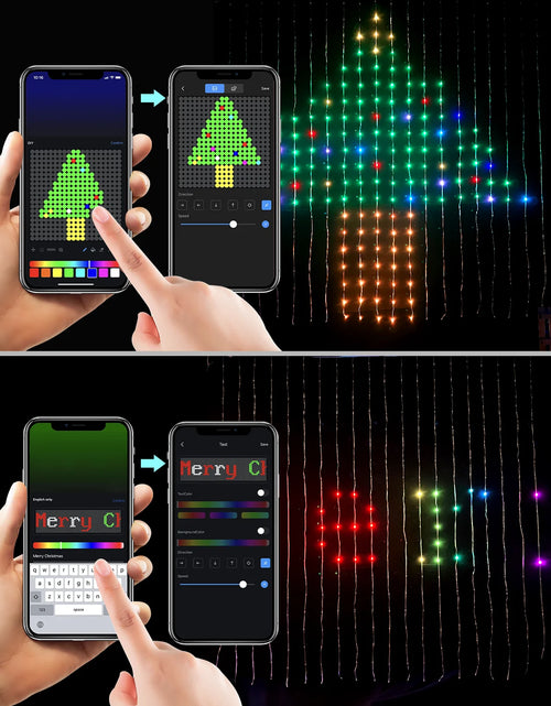 Load image into Gallery viewer, Christmas Curtain Lights, Smart Lights LED, 6.6 X 6.6Ft, 400 RGBIC Leds，Color Changing Window Lights, Dynamic DIY Curtain String Lights for Bedroom Wall, Outdoor IP65 Waterproof
