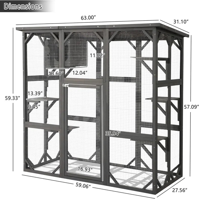 Euretta Indoor/Outdoor Playpen Catio Outdoor Cat Enclosure Large Cat House Waterproof