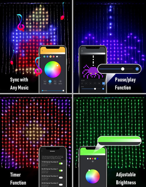 Load image into Gallery viewer, Christmas Curtain Lights, Smart Lights LED, 6.6 X 6.6Ft, 400 RGBIC Leds，Color Changing Window Lights, Dynamic DIY Curtain String Lights for Bedroom Wall, Outdoor IP65 Waterproof
