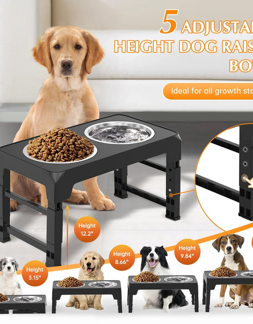 Load image into Gallery viewer, Elevated Dog Bowls, Raised Slow Feeder Dog Bowls with No Spill Dog Water Bowl Dispenser, 5 Heights Adjustable Raised Dog Bowls Stand for Small Medium Large Dogs Cats &amp; Pets, Non-Slip Dog Feeder
