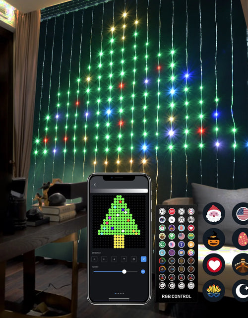 Load image into Gallery viewer, Christmas Curtain Lights, Smart Lights LED, 6.6 X 6.6Ft, 400 RGBIC Leds，Color Changing Window Lights, Dynamic DIY Curtain String Lights for Bedroom Wall, Outdoor IP65 Waterproof
