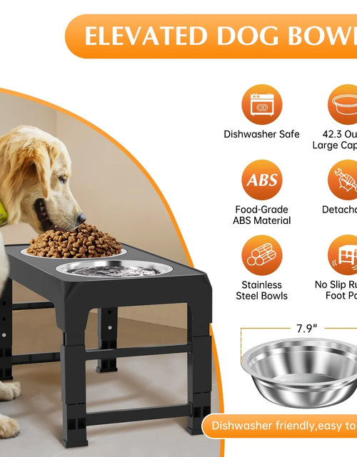 Load image into Gallery viewer, Elevated Dog Bowls, Raised Slow Feeder Dog Bowls with No Spill Dog Water Bowl Dispenser, 5 Heights Adjustable Raised Dog Bowls Stand for Small Medium Large Dogs Cats &amp; Pets, Non-Slip Dog Feeder
