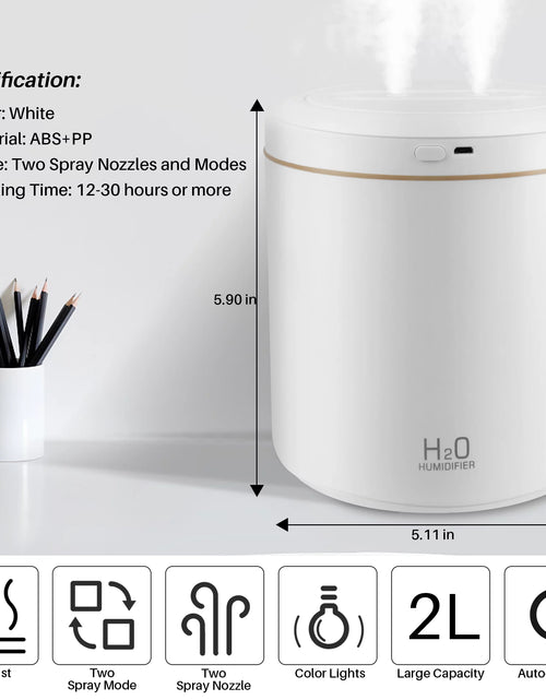 Load image into Gallery viewer, 2L Ultrasonic Cool Mist Humidifier for Room Air Vaporizers and Humidifier for Baby, White
