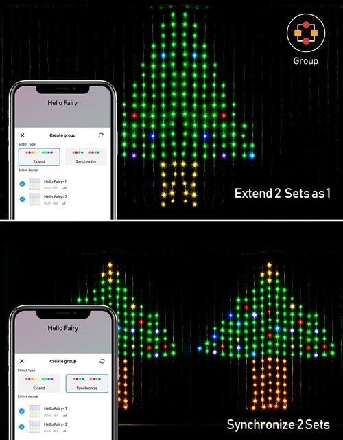 Load image into Gallery viewer, Christmas Curtain Lights, Smart Lights LED, 6.6 X 6.6Ft, 400 RGBIC Leds，Color Changing Window Lights, Dynamic DIY Curtain String Lights for Bedroom Wall, Outdoor IP65 Waterproof
